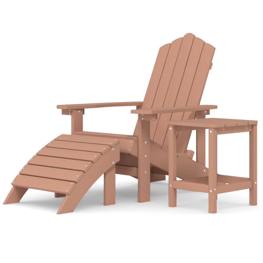 Chaise de jardin Adirondack repose-pied table PEHD Marron
