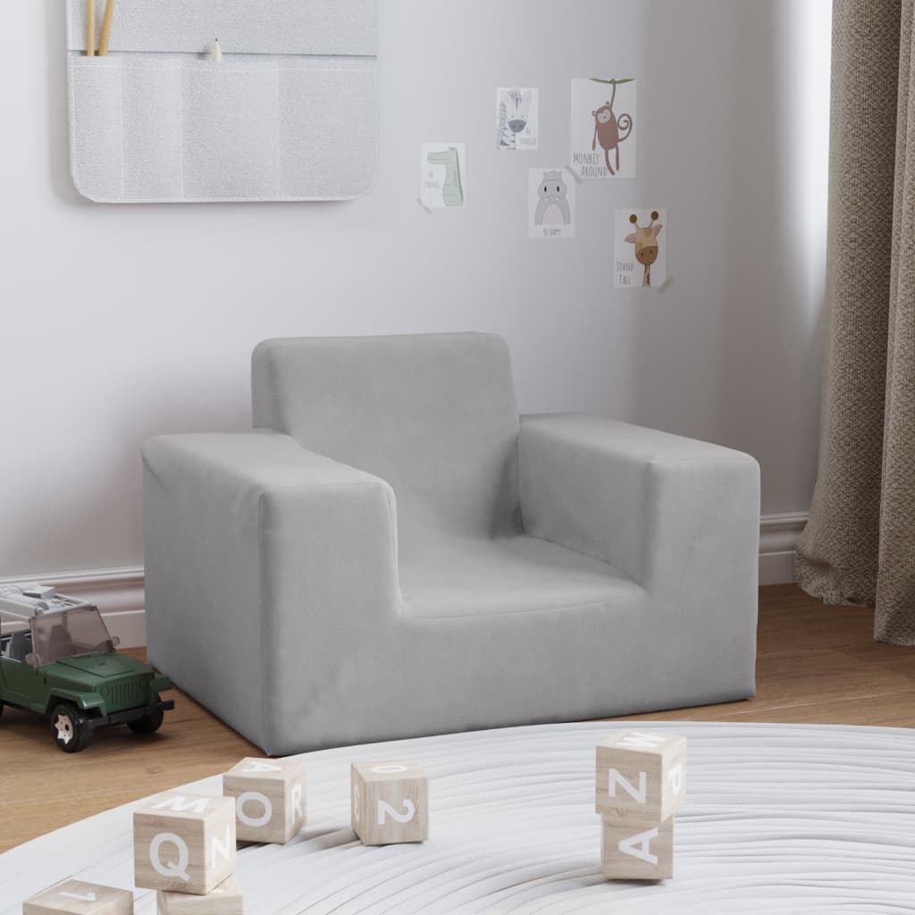 Canapé pour enfants Gris clair Peluche douce