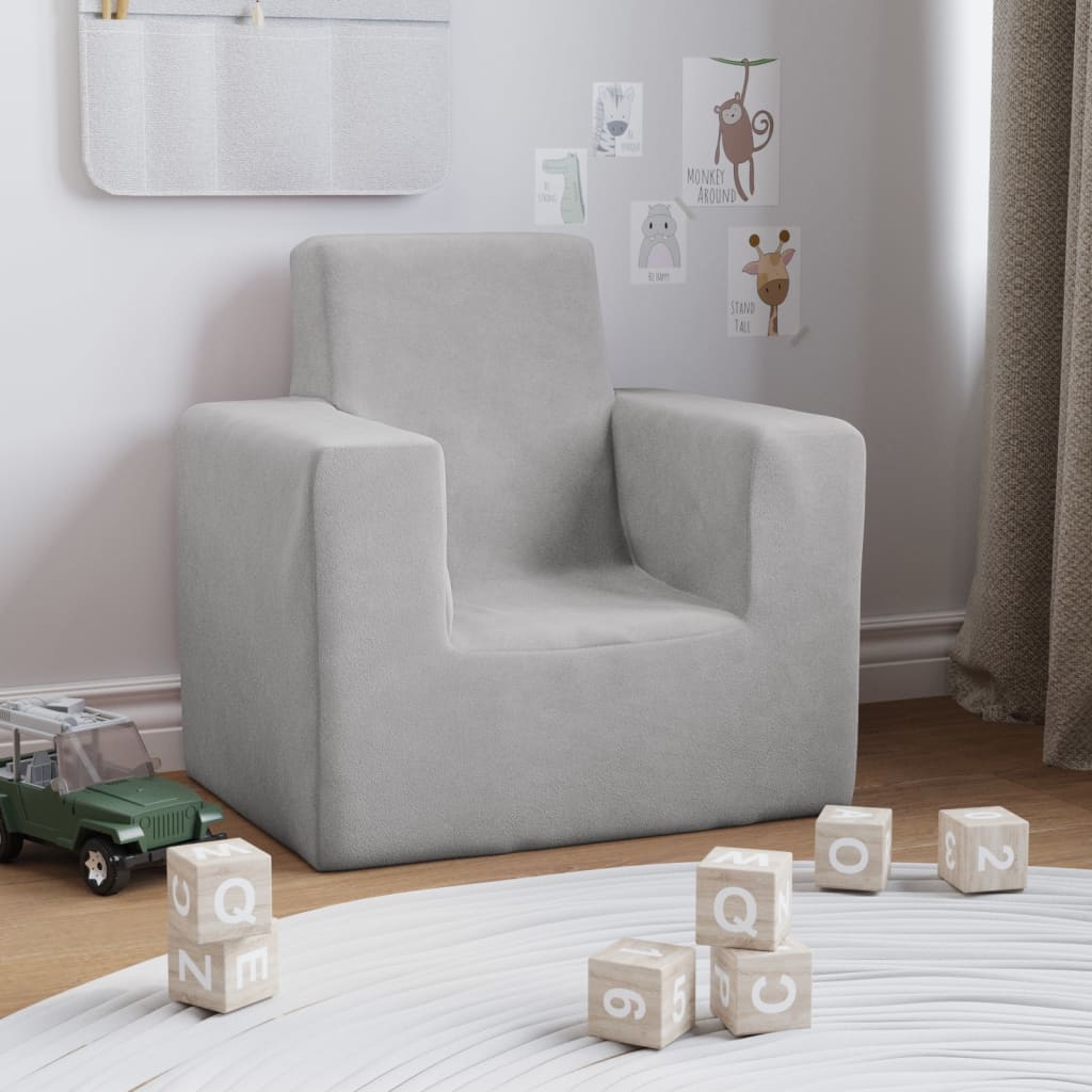 Canapé pour enfants Gris clair Peluche douce
