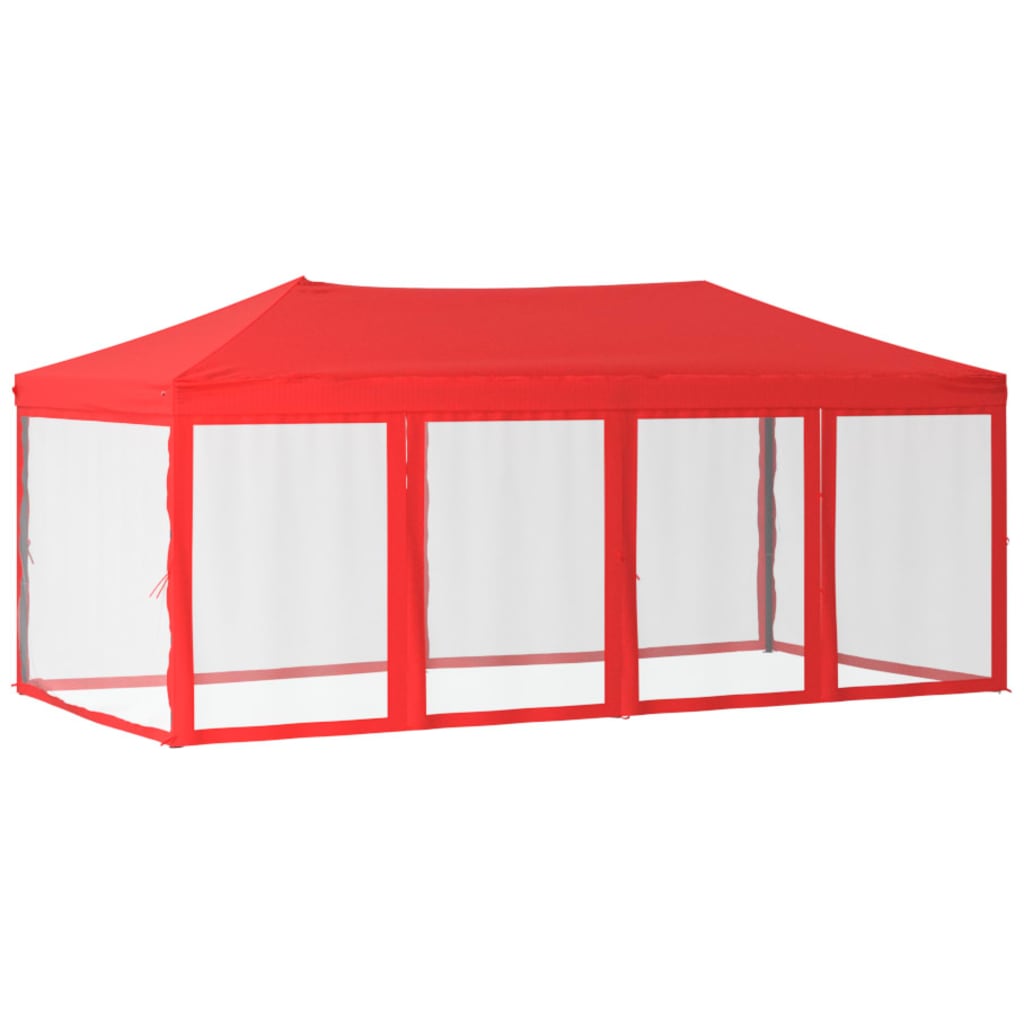 Tente de réception pliable avec parois Rouge 3x6 m