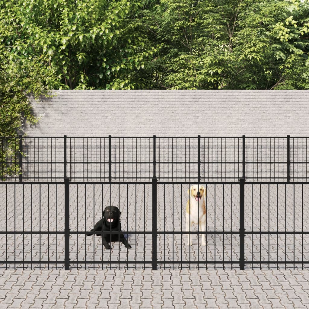 Chenil d'extérieur pour chiens Acier 67,74 m²