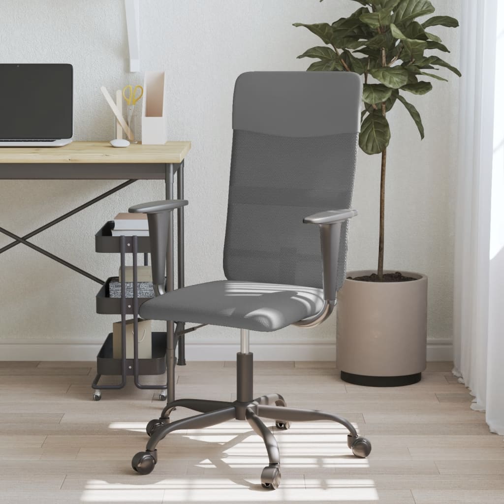 Chaise de bureau gris tissu en maille et similicuir