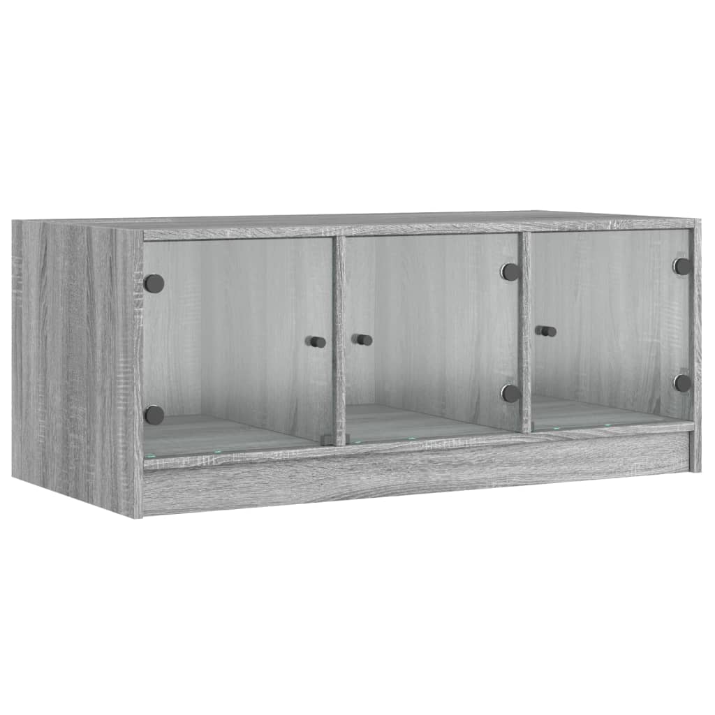 Table basse avec portes en verre sonoma gris 102x50x42 cm