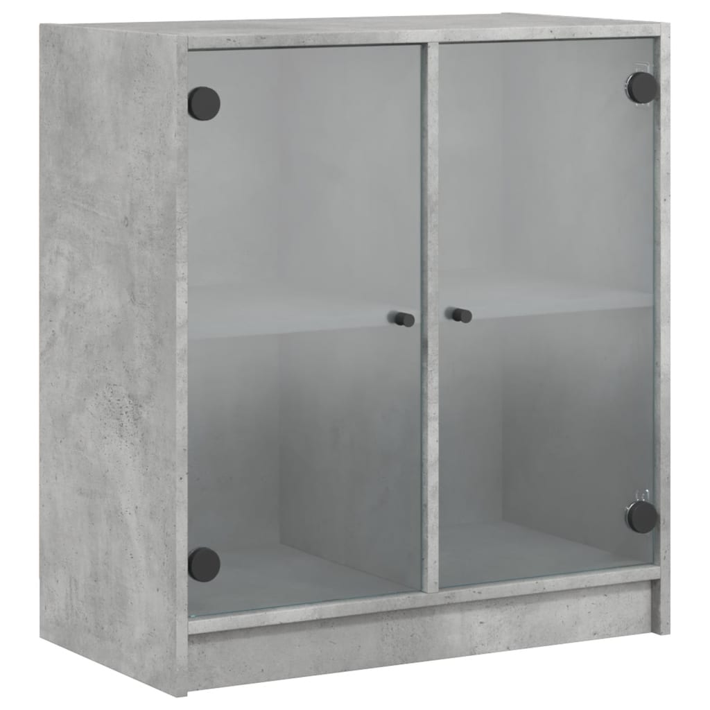 Armoire latérale avec portes en verre gris béton 68x37x75,5 cm