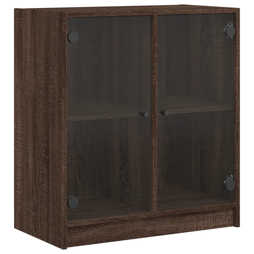 Armoire latérale avec portes en verre chêne marron 68x37x75,5cm