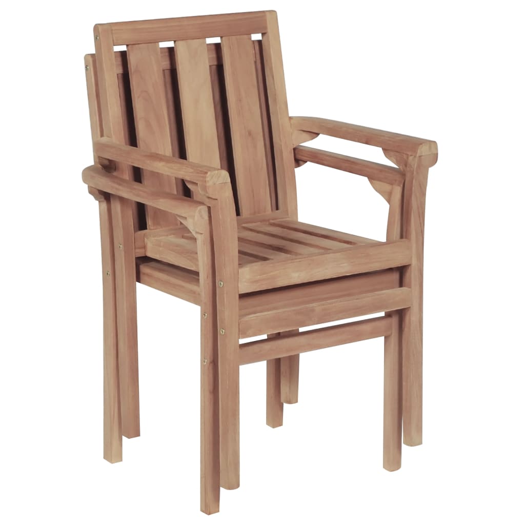 Chaises empilables de jardin 2 pcs Bois de teck solide