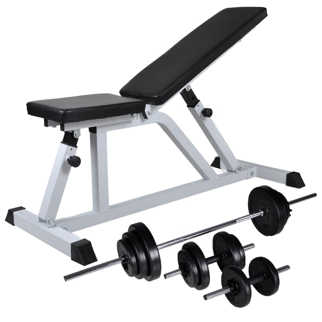 Banc d'entraînement avec jeu d'haltères 30,5 kg