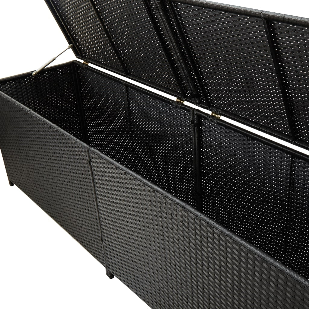 Boîte de rangement de jardin résine tressée 200x50x60 cm noir