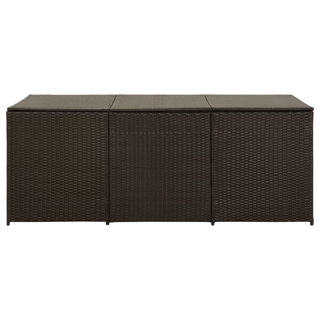 Boîte de rangement de jardin résine tressée 180x90x70 cm marron