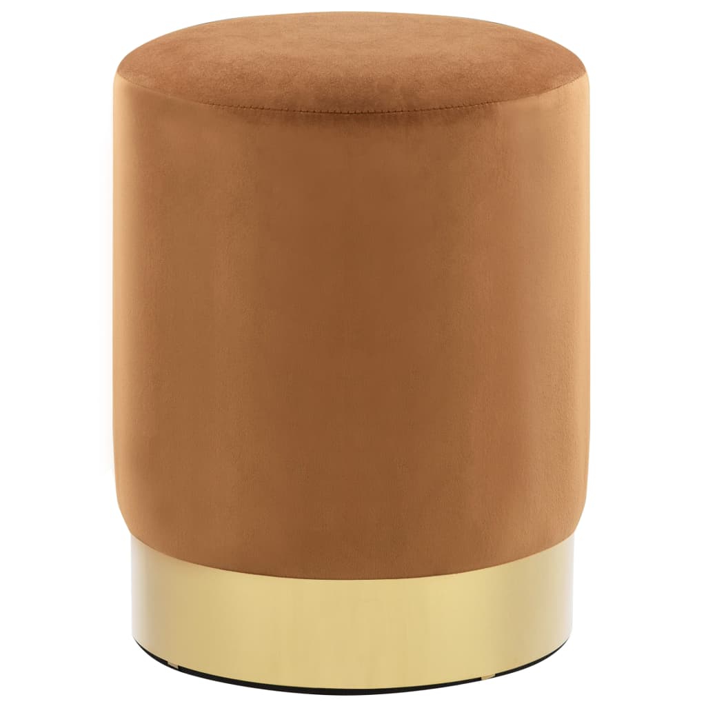 Tabouret Marron et doré Velours