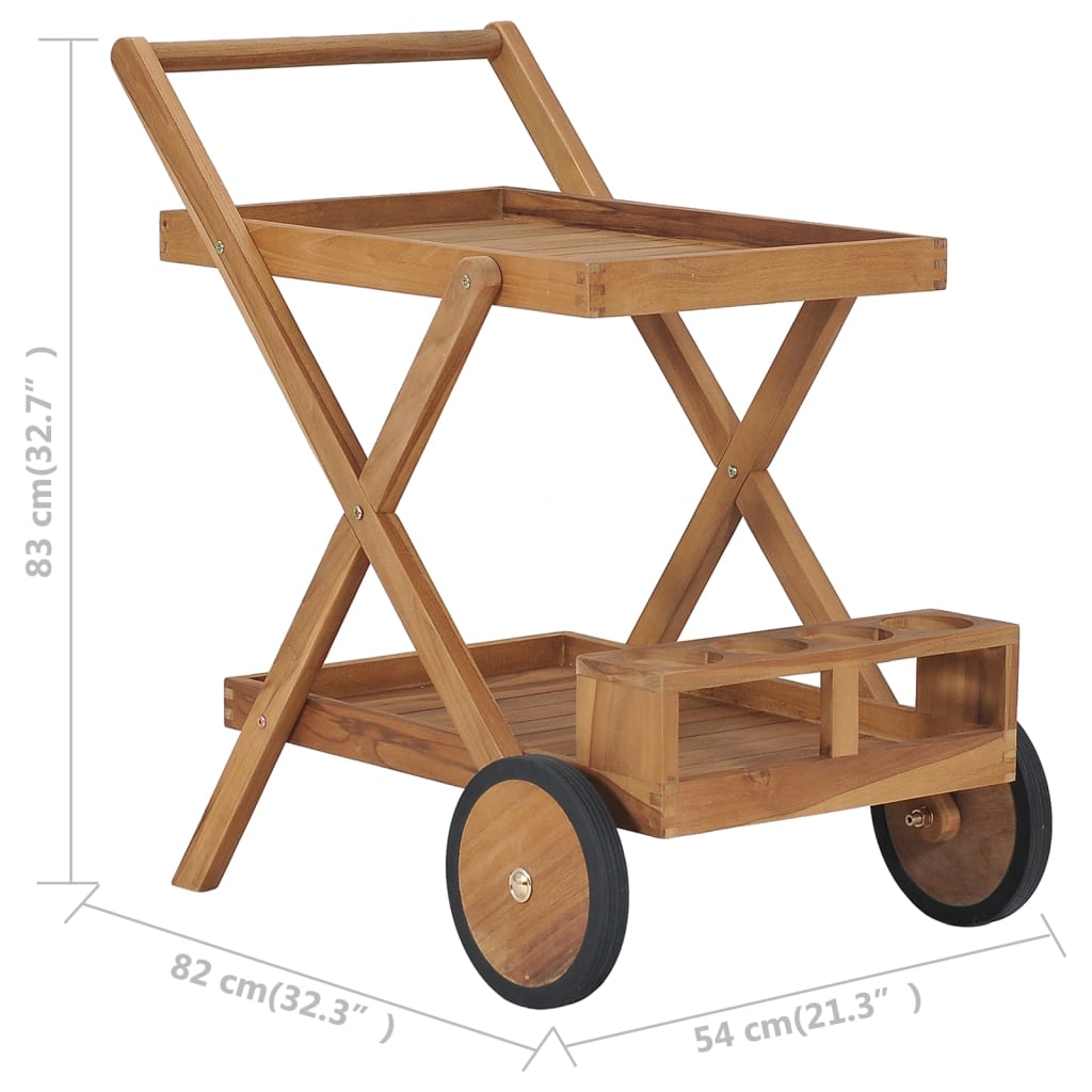 Chariot à thé Bois de teck solide