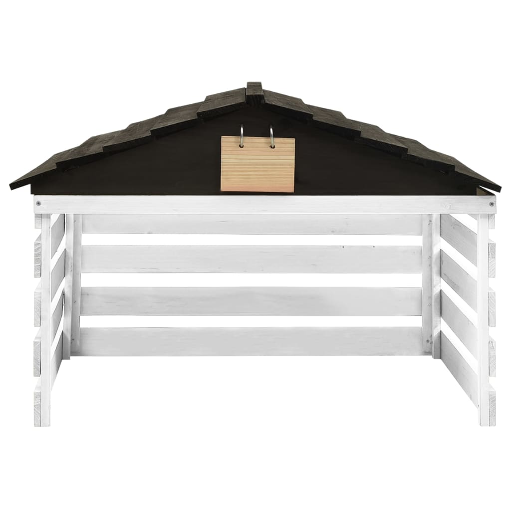 Garage de tondeuse à gazon Noir et blanc 78x74x54 cm Sapin
