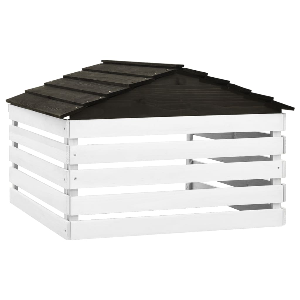 Garage de tondeuse à gazon Noir et blanc 78x74x54 cm Sapin