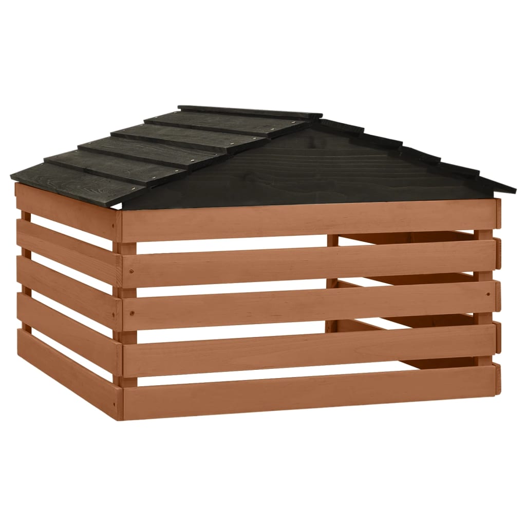 Garage de tondeuse à gazon Noir et marron 78x74x54cm Sapin