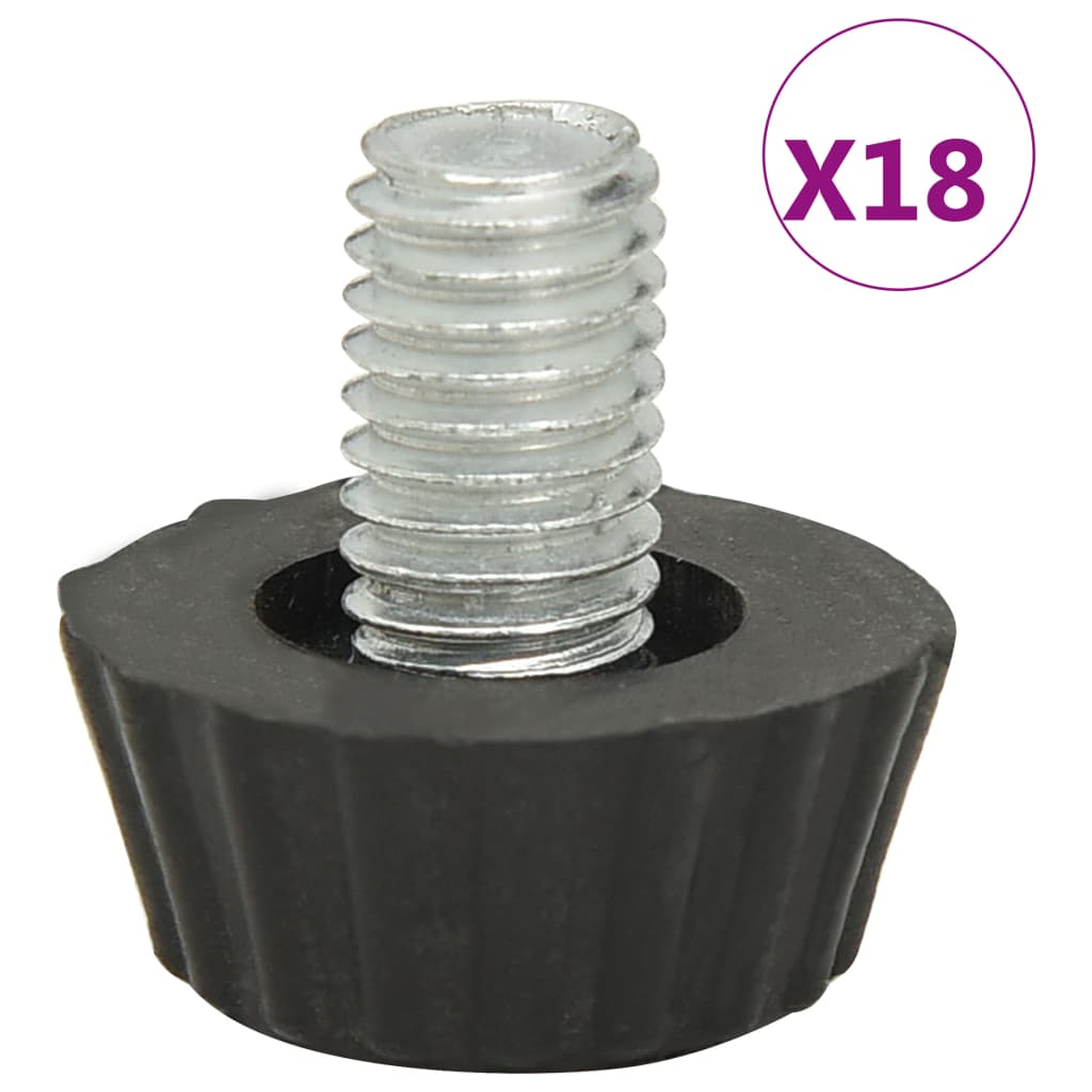 Pieds de meubles réglables M8 18 pcs Noir
