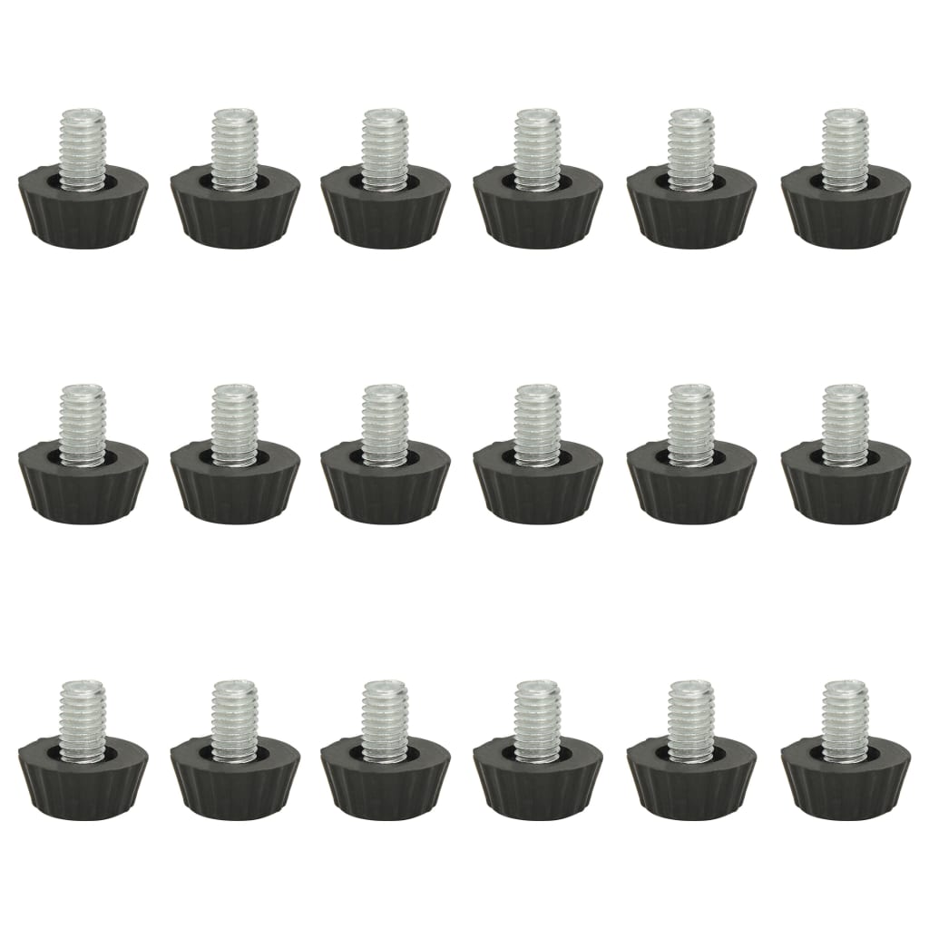 Pieds de meubles réglables M8 18 pcs Noir
