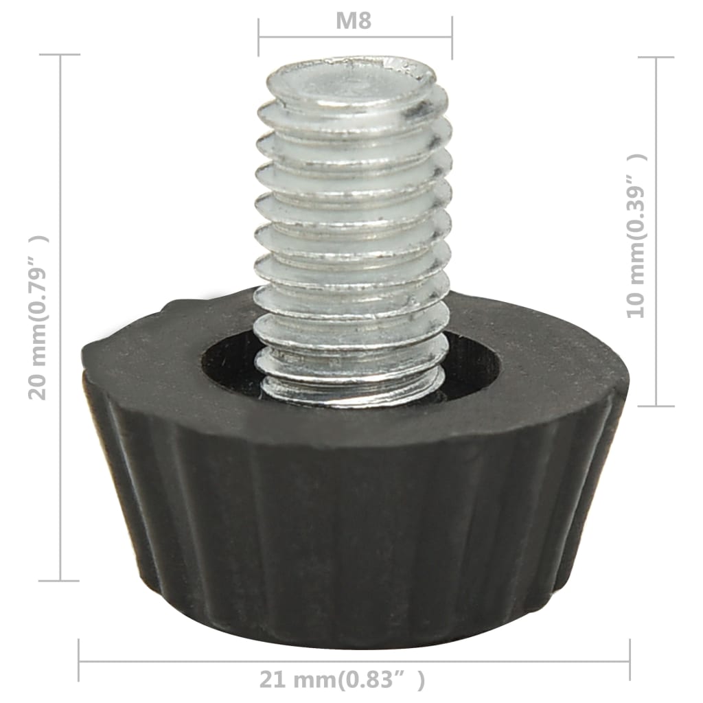 Pieds de meubles réglables M8 18 pcs Noir