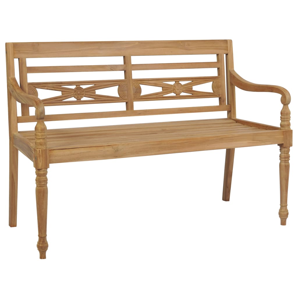 Banc Batavia avec coussin taupe 120 cm Bois de teck massif