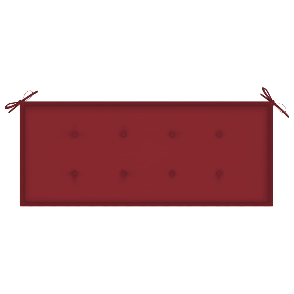 Banc Batavia avec coussin bordeaux 120 cm Bois de teck massif