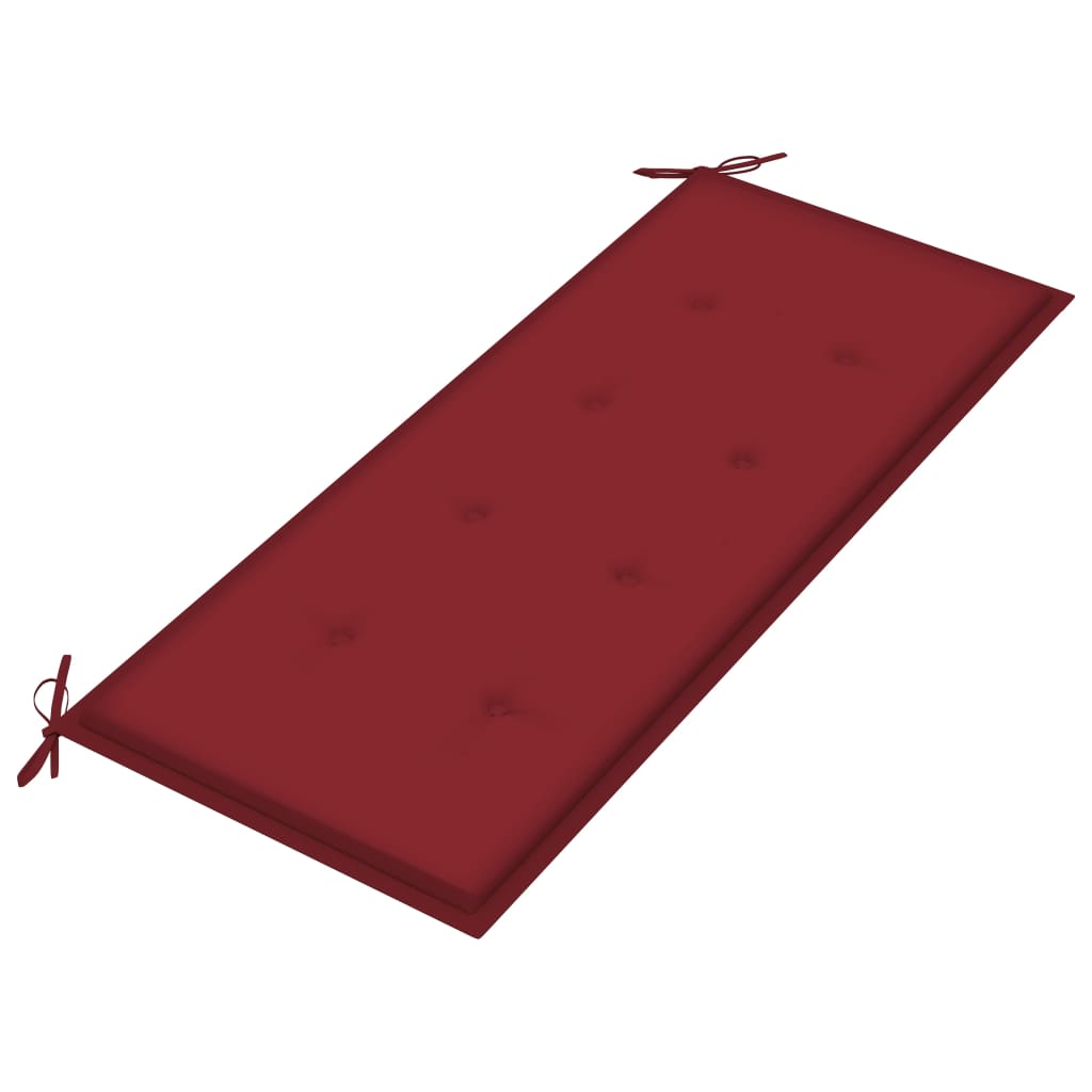 Banc Batavia avec coussin bordeaux 120 cm Bois de teck massif