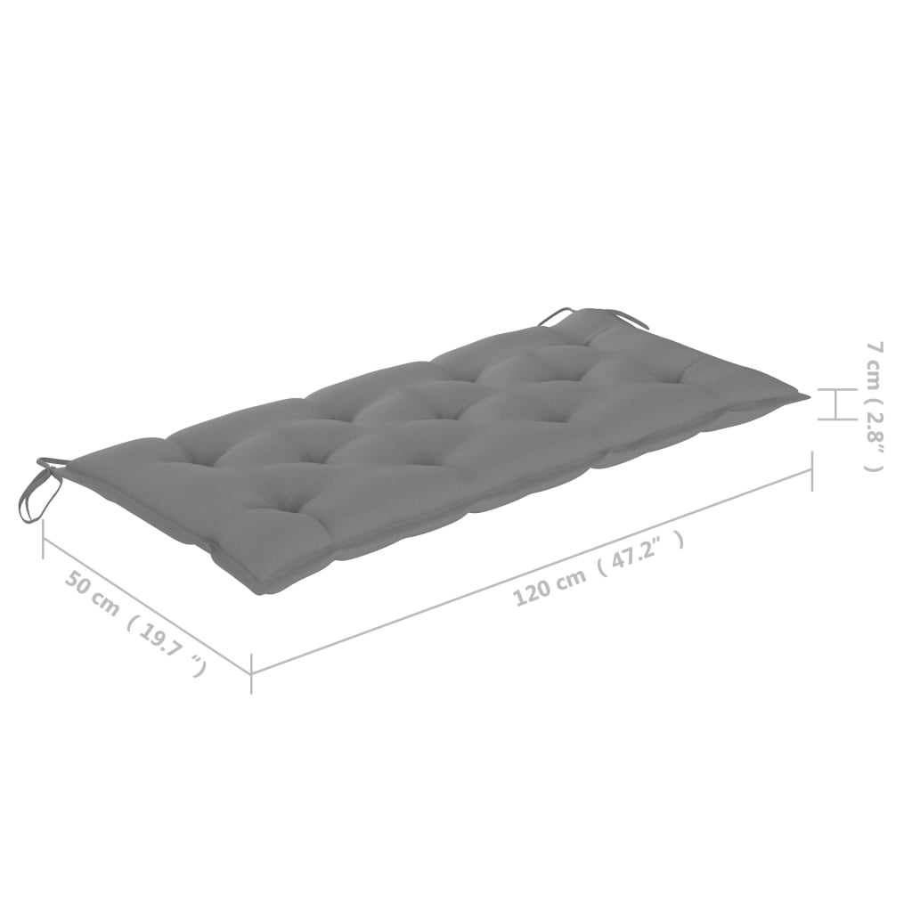 Banc Batavia avec coussin gris 120 cm Bois de teck massif