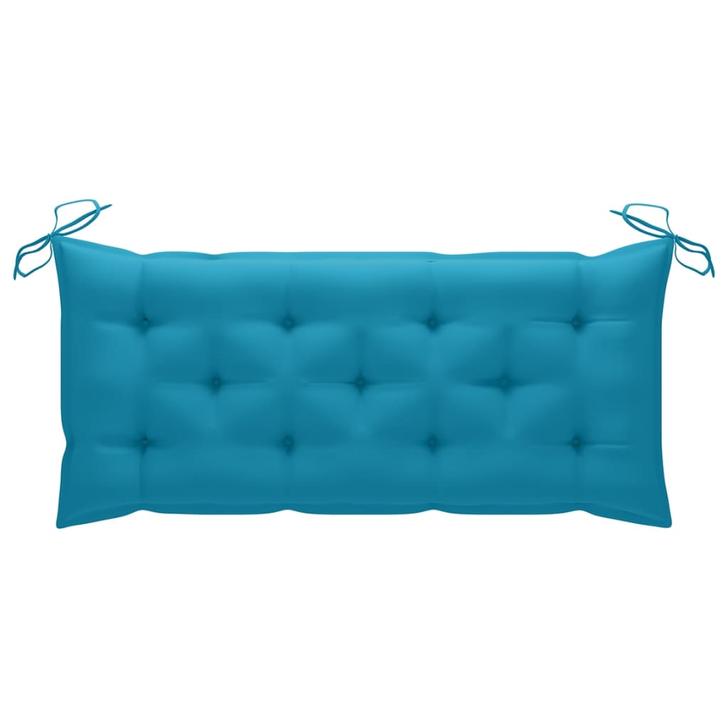 Banc Batavia avec coussin bleu clair 120 cm Bois de teck massif