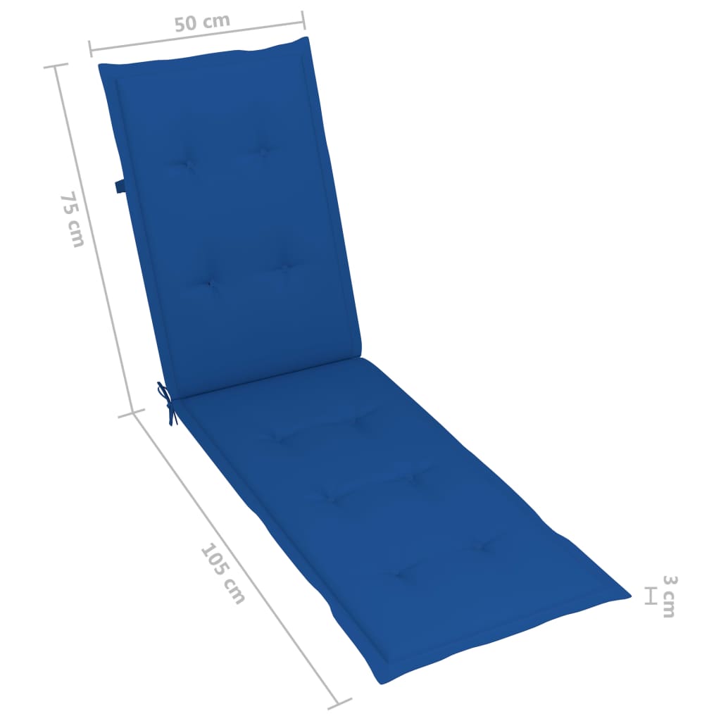 Chaise de terrasse avec repose-pied et coussin Acacia solide