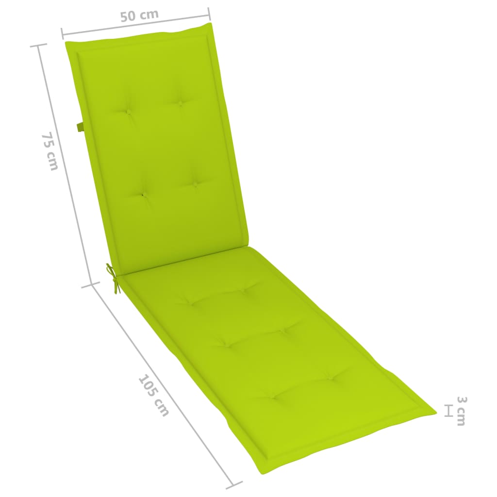 Chaise de terrasse avec repose-pied et coussin Acacia solide