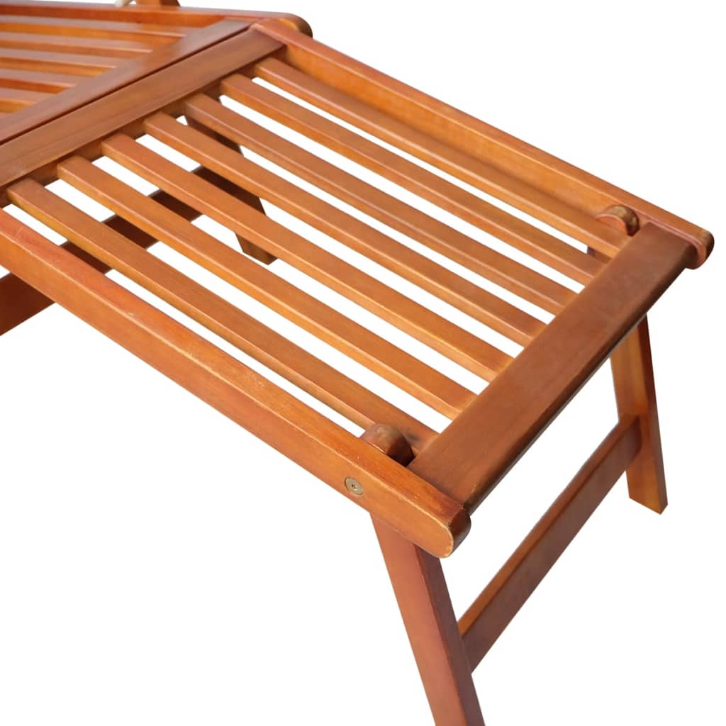 Chaise de terrasse avec repose-pied et coussin Acacia solide