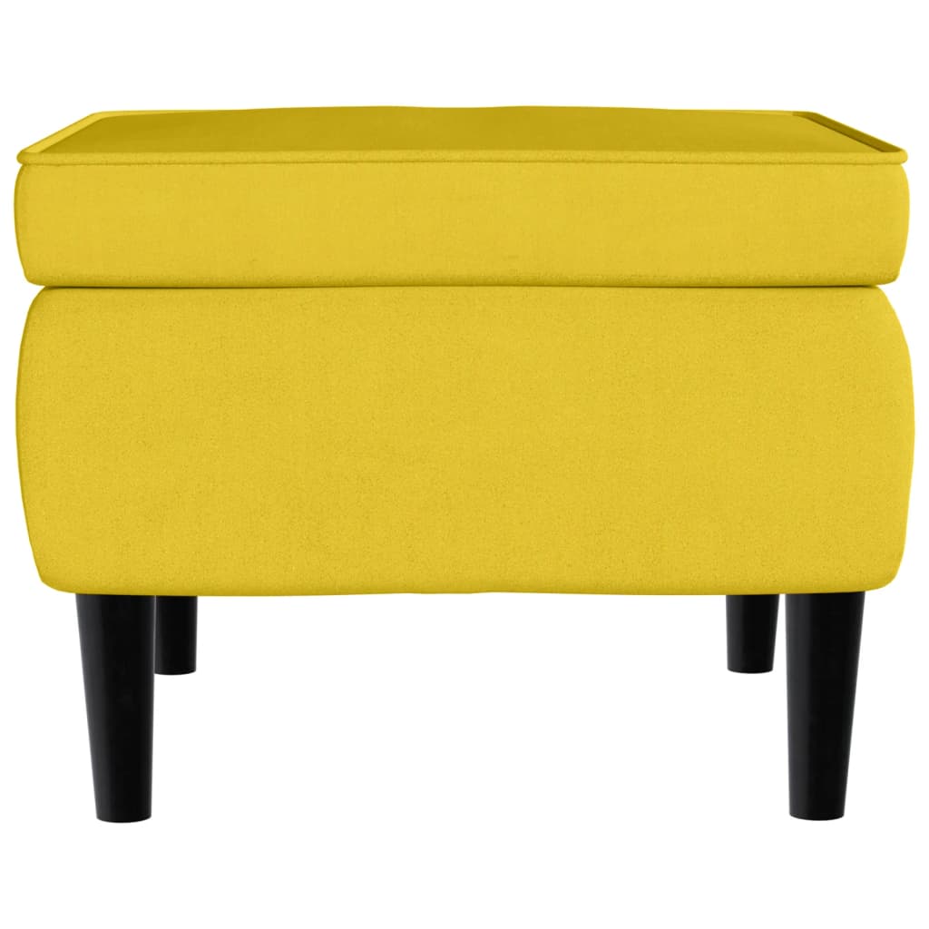 Tabouret avec pieds en bois Jaune Velours
