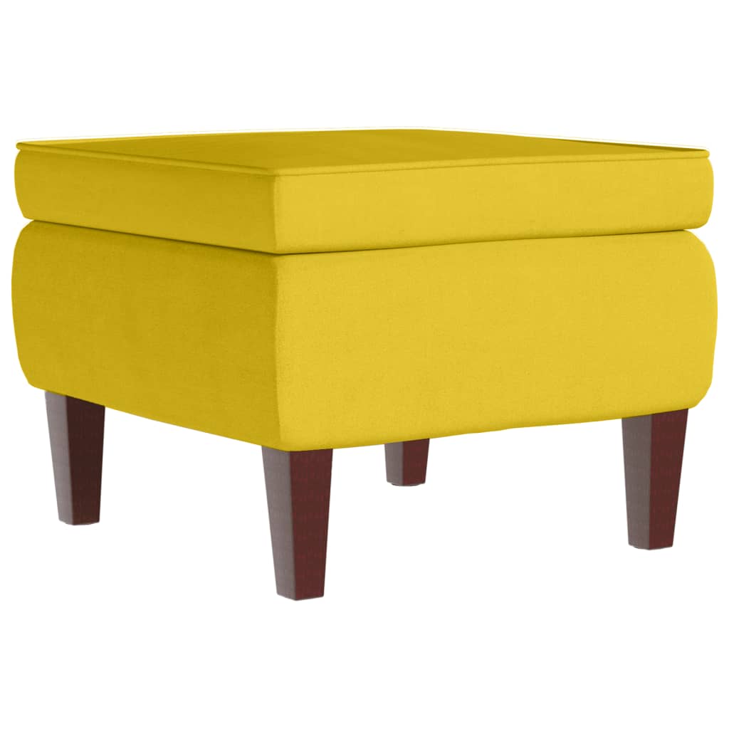 Tabouret avec pieds en bois Jaune Velours