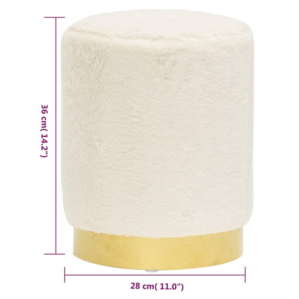 Tabouret rond Blanc Peluche