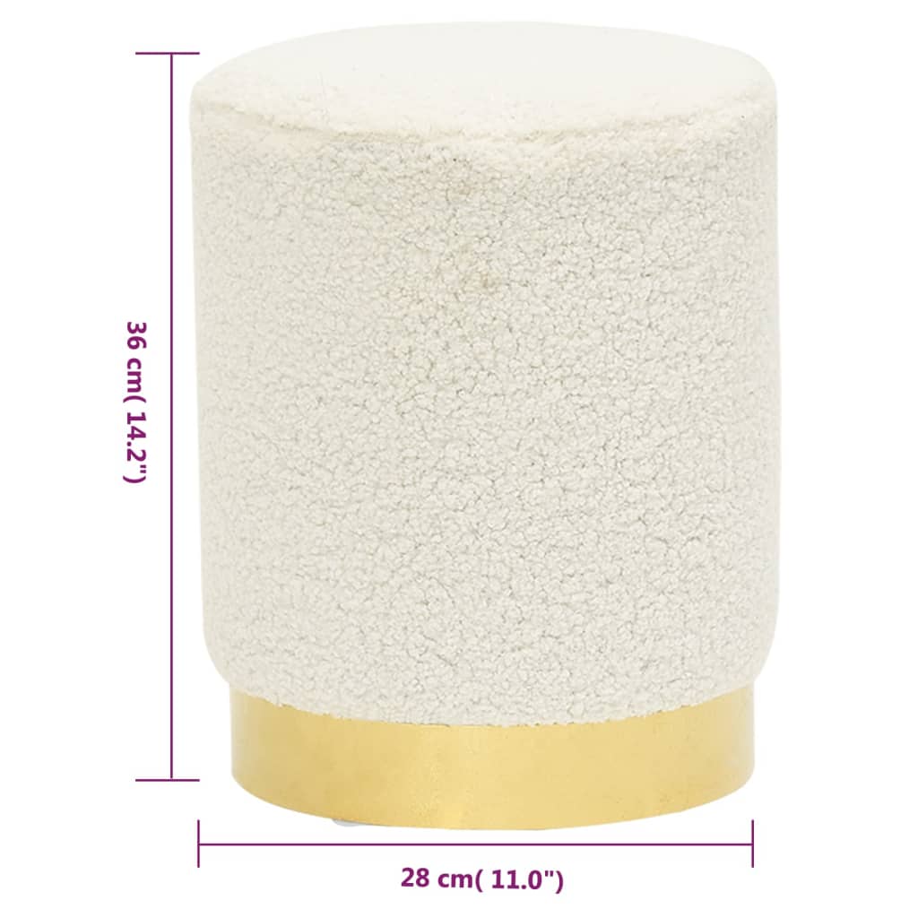 Tabouret rond Blanc Molleton