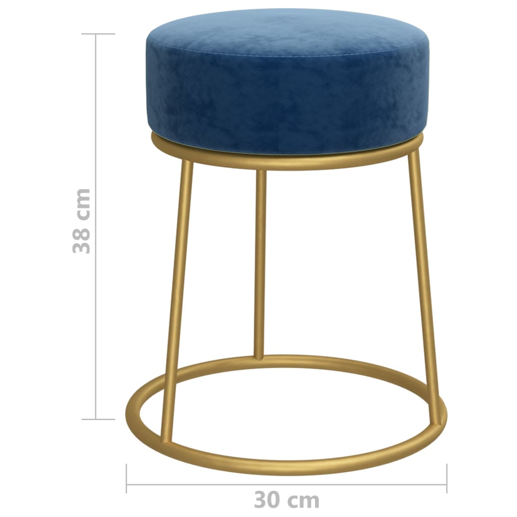 Tabouret rond Bleu Velours