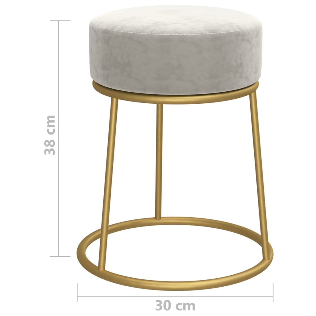 Tabouret rond Gris clair Velours
