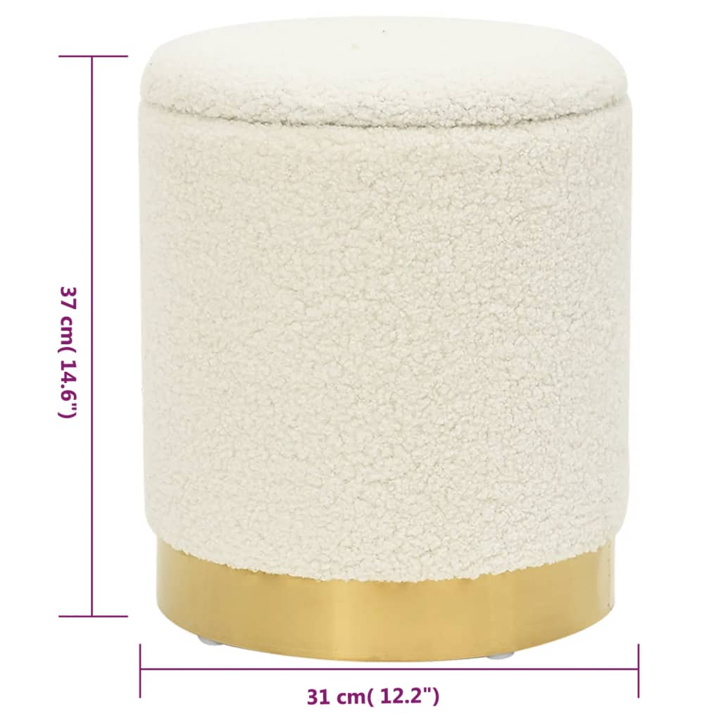 Tabouret de rangement rond Blanc Molleton
