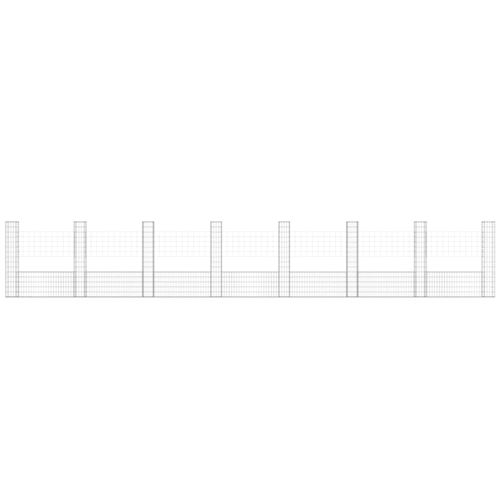 Panier de gabion en forme de U avec 8 poteaux Fer 860x20x150 cm