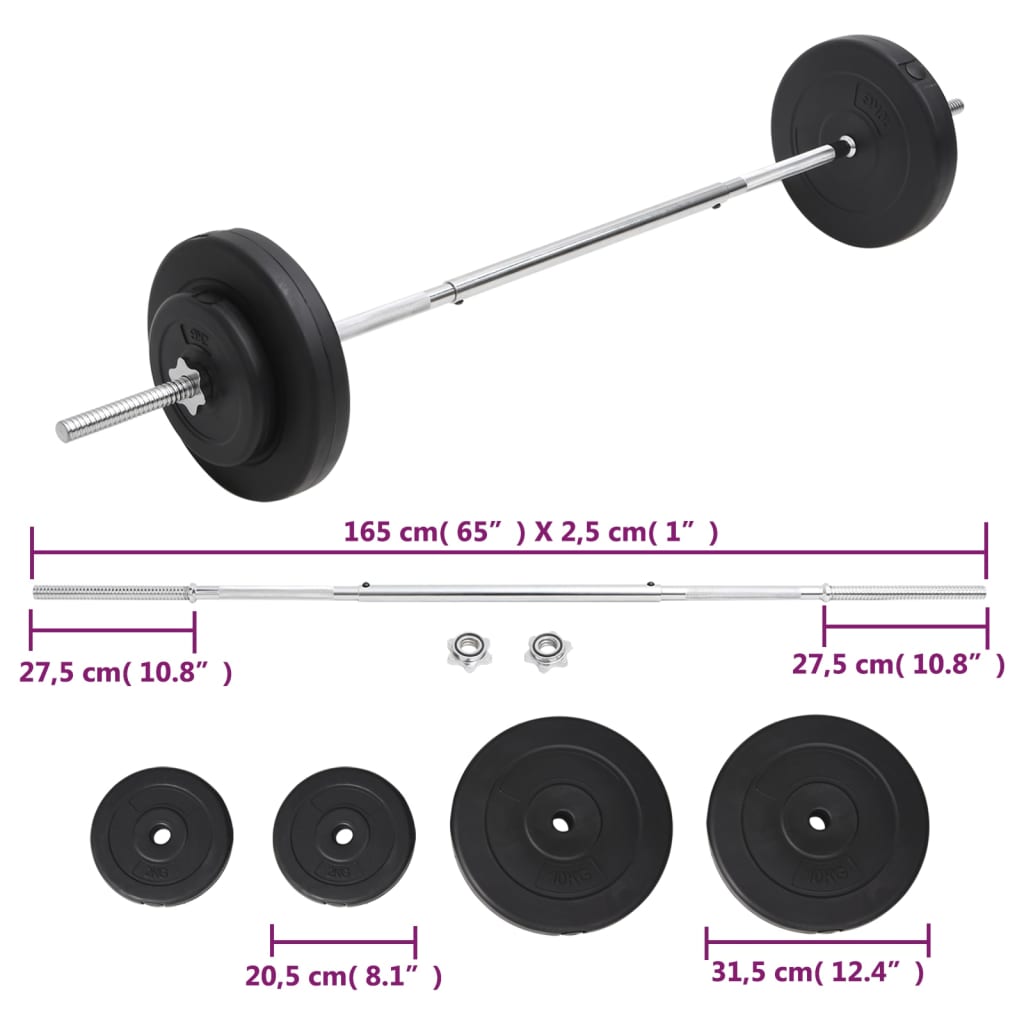 Ensemble d'haltères avec plaques 30 kg