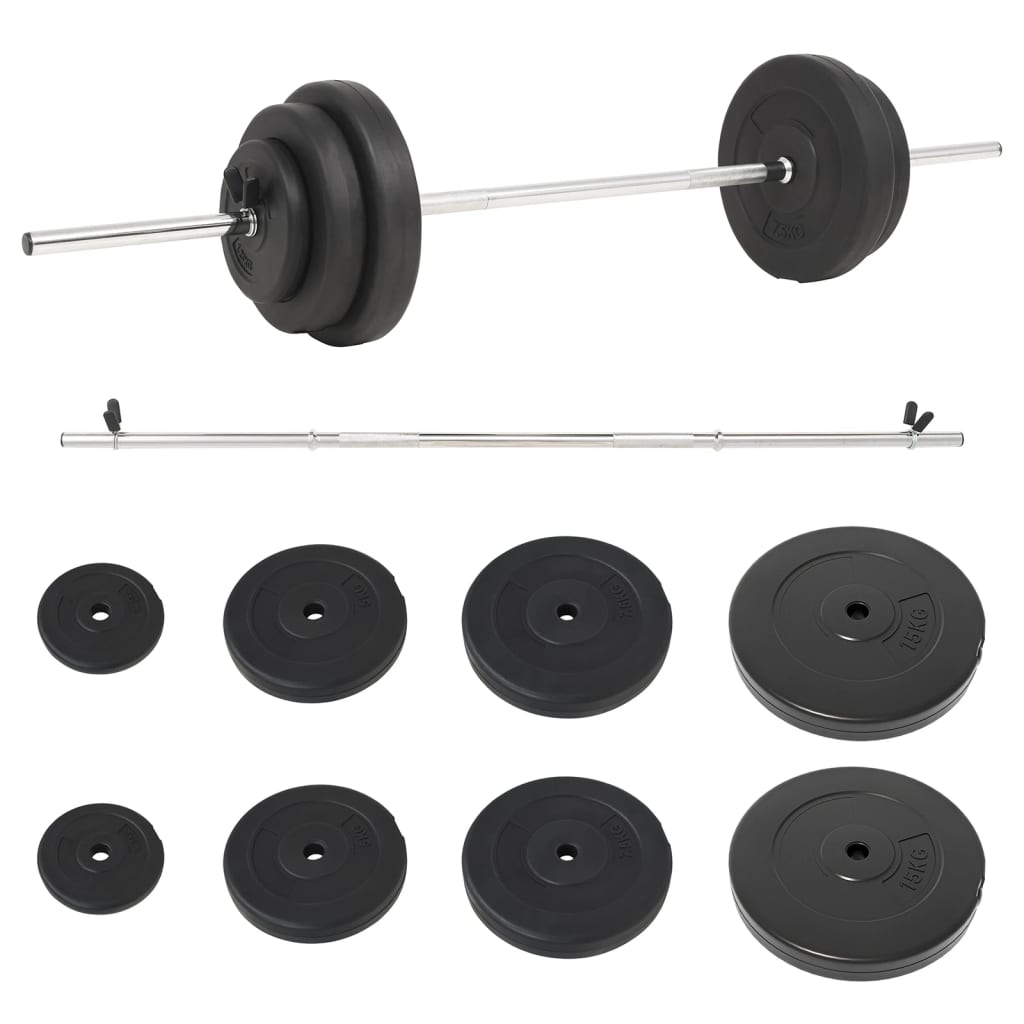 Barre d'haltères avec plaques 60 kg