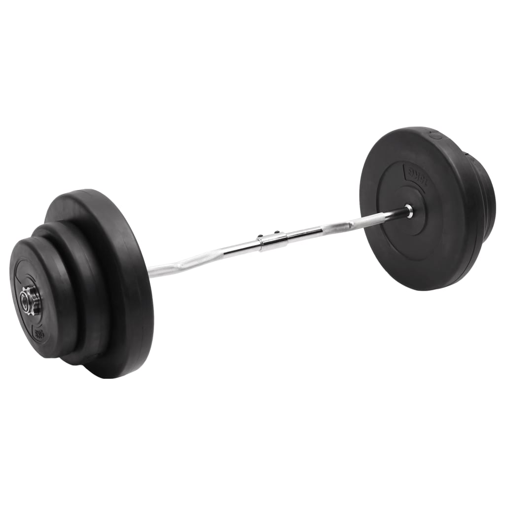 Barre d'haltères ondulée avec plaques 60 kg