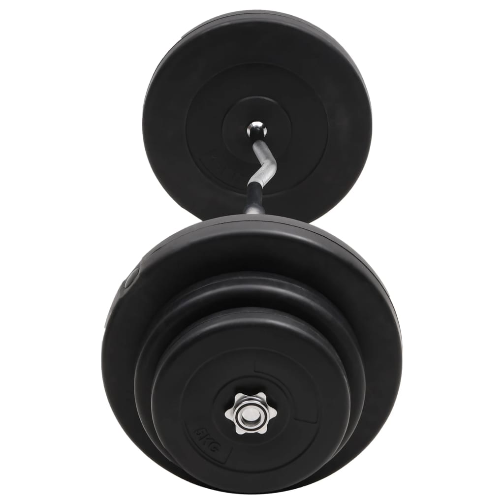 Barre d'haltères ondulée avec plaques 60 kg