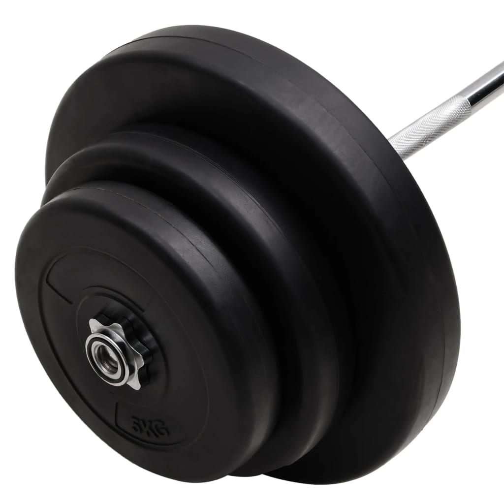 Barre d'haltères ondulée avec plaques 60 kg