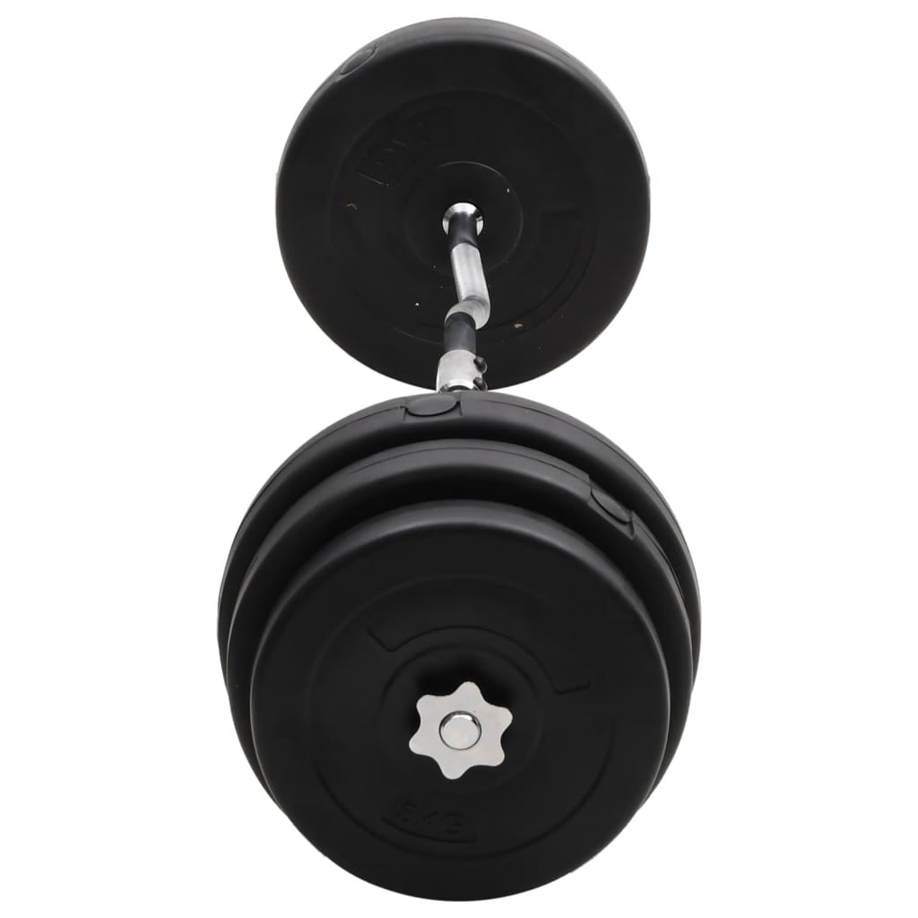 Barre d'haltères ondulée avec plaques 90 kg