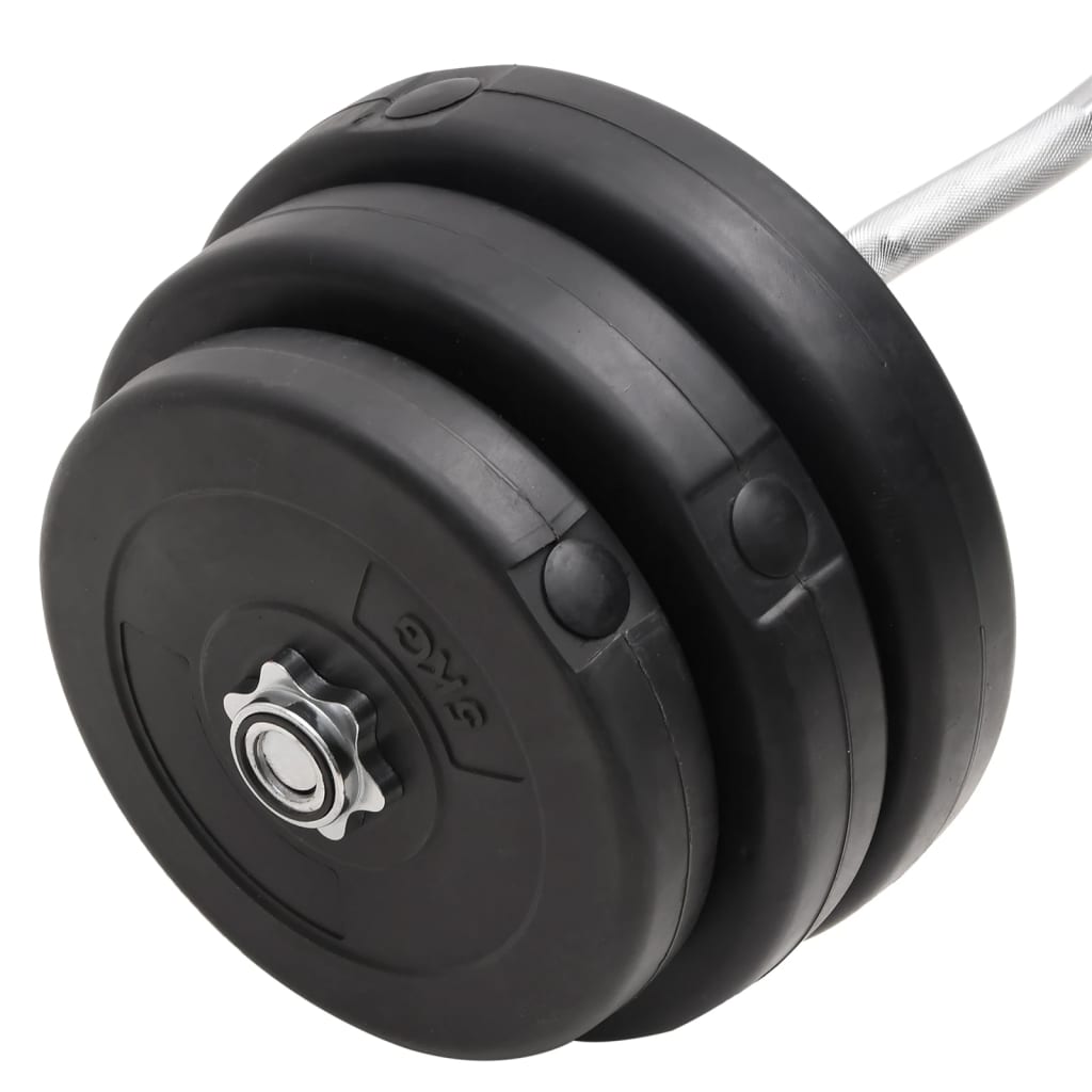 Barre d'haltères ondulée avec plaques 90 kg