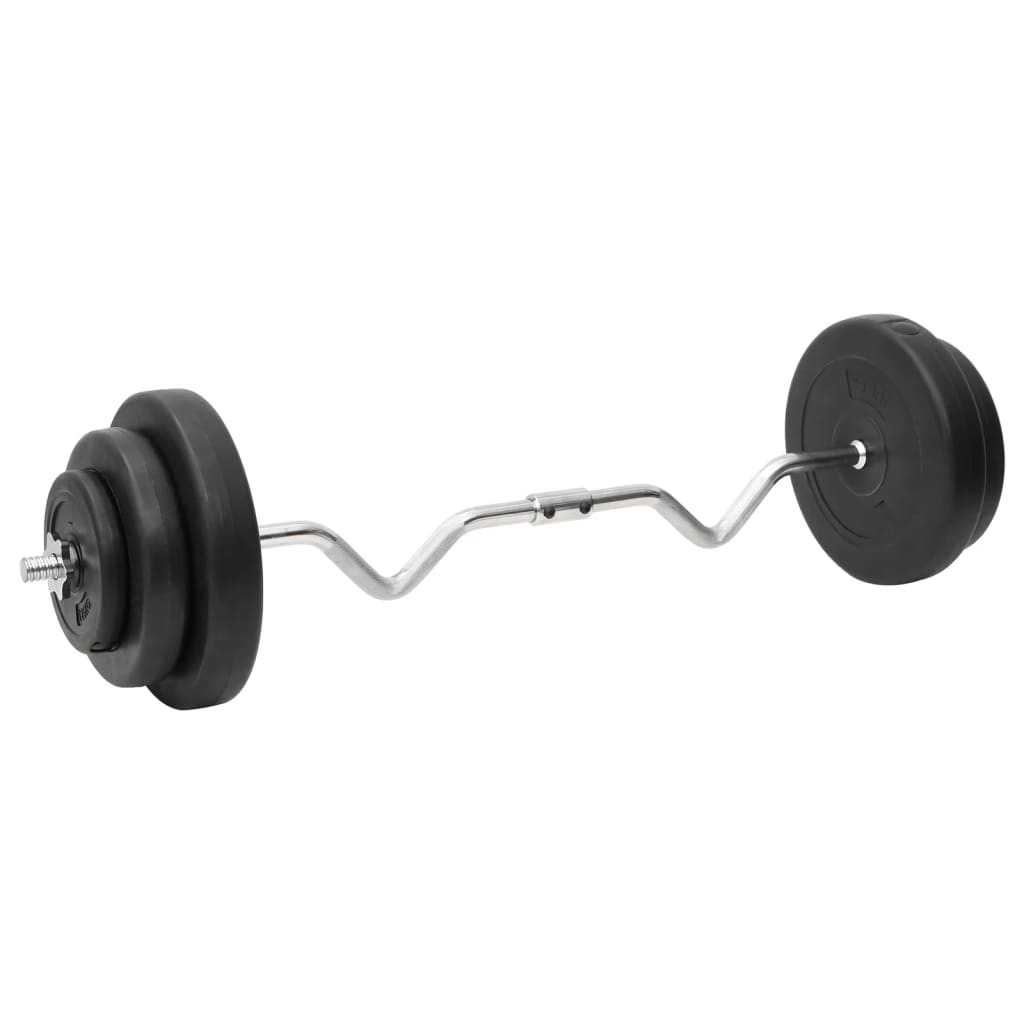 Ensemble d'haltères et de barre ondulée avec plaques 60 kg