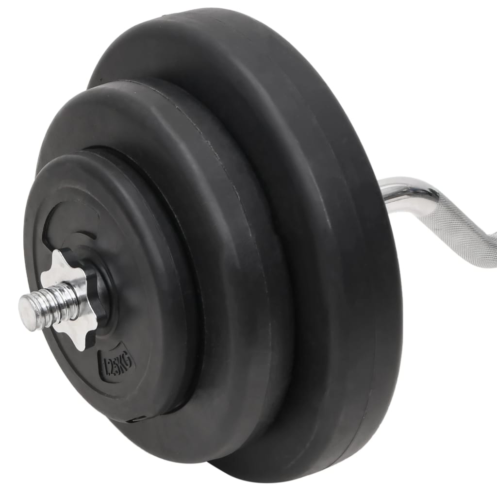 Ensemble d'haltères et de barre ondulée avec plaques 60 kg