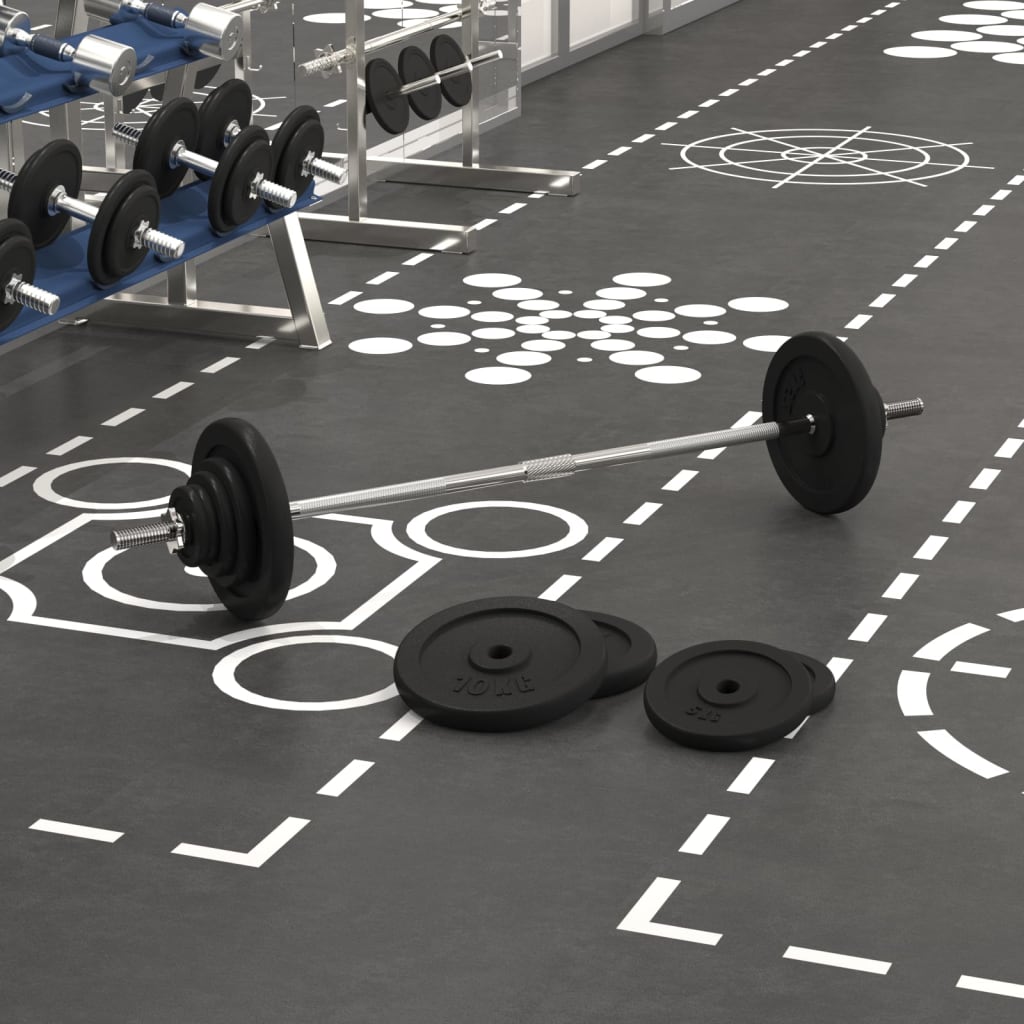 Barre d'haltères avec plaques 60 kg fonte