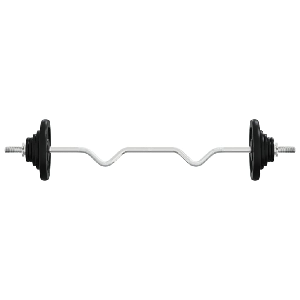 Barre d'haltères avec plaques 60 kg fonte et acier chromé