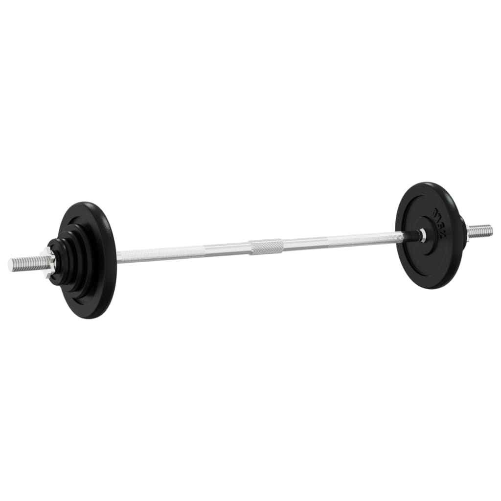 Barre d'haltères avec plaques 90 kg fonte