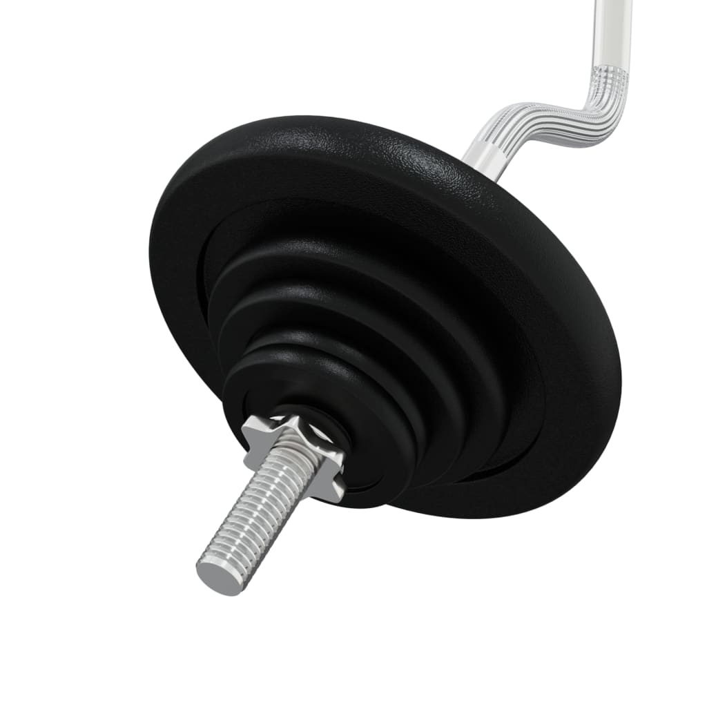 Barre d'haltères avec plaques 90 kg fonte et acier chromé